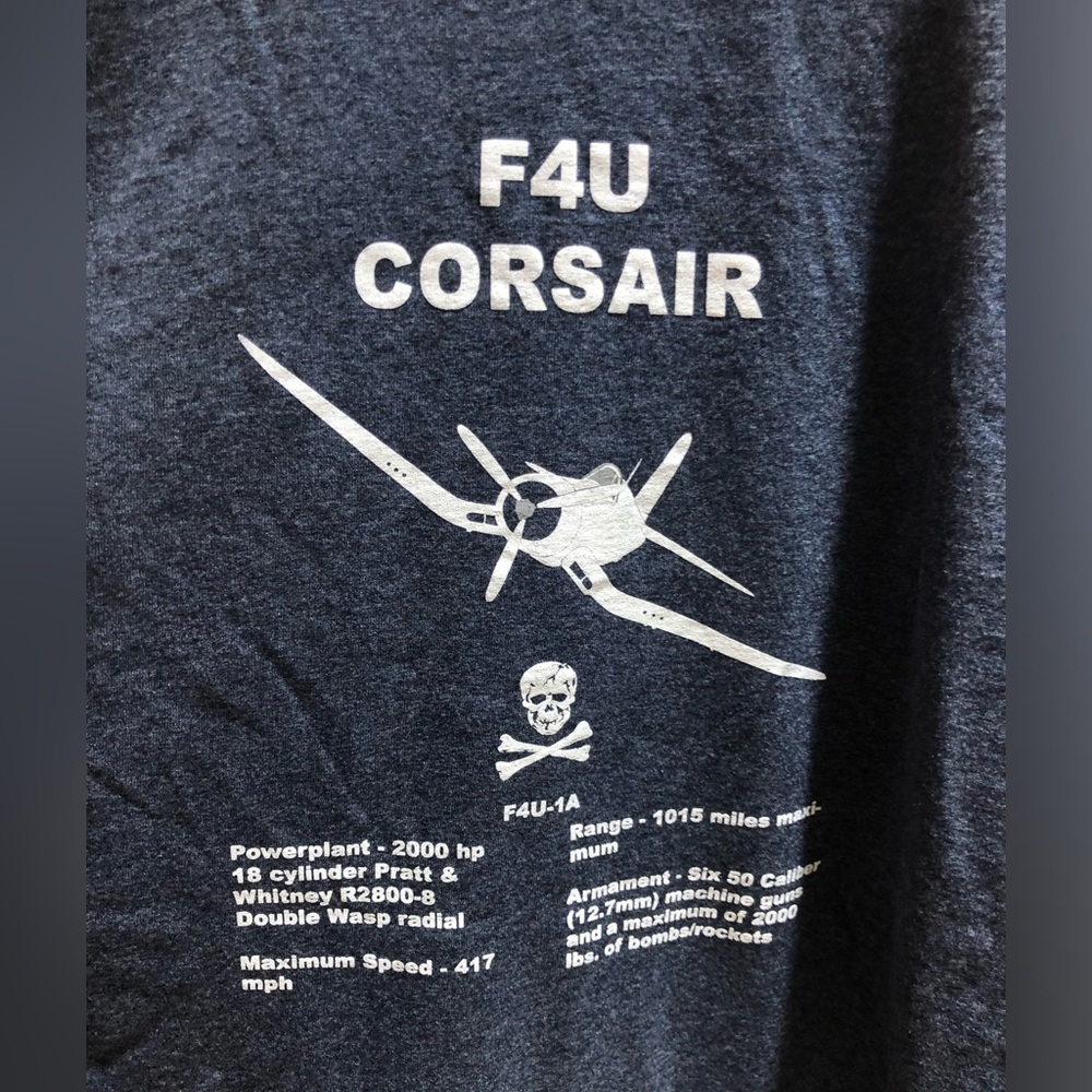 Jerzees Dri-Power Active F4U Corsair Aviation Charcoal T-Shirt 2XL